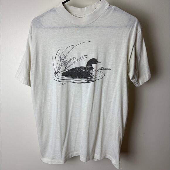 Minnesota Common Loon Nature Tee Vintage Bird 90s Single Stitch - M/S - Picture 1 of 5